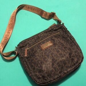 Calvin Klein Dark Brown Monogram Crossbody Bag